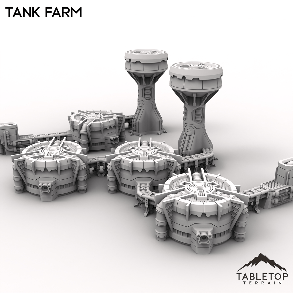 HEXTECH Tank Farm - Industrial Fluidworks – Fortress Miniatures and Games
