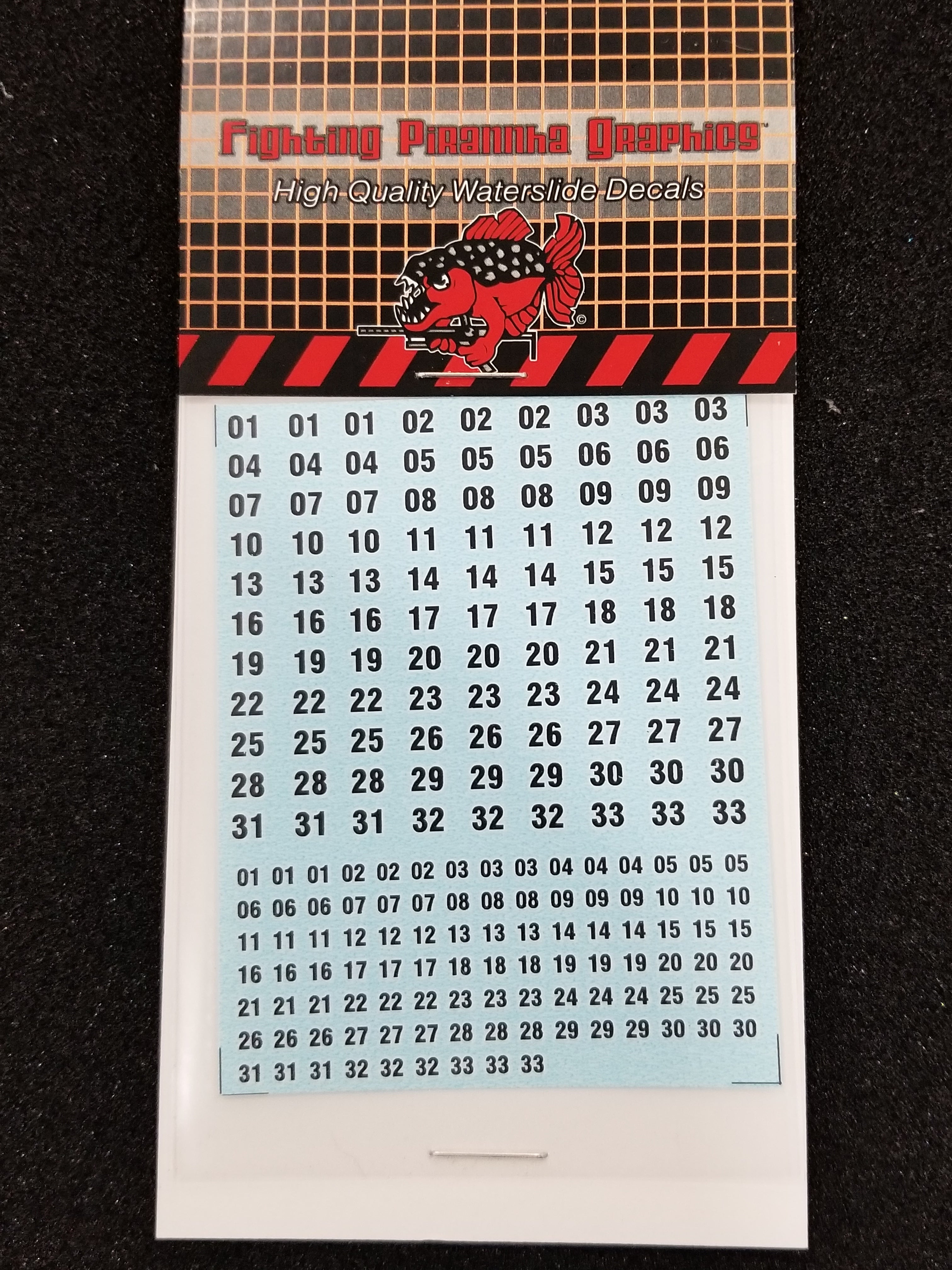 Swiss Numbers 2 color Black on White #1-33 Decals – Fortress Miniatures ...